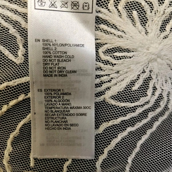 Kimono Duster Cardigan Med Lace Sheer Long Off White Gypsy Boho Western Peasant - Picture 11 of 12